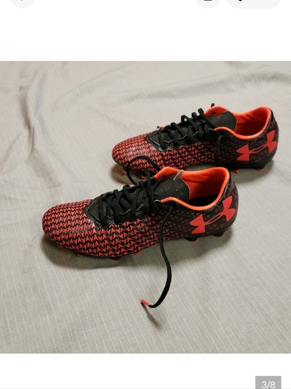 Under Armour Kids Soccer Cleats in Black and Bright Orange - Picture 2 of 8